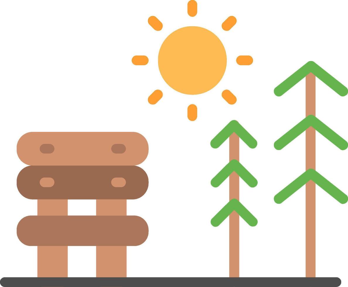 A wooden bench and a tree with the sun in the background vector