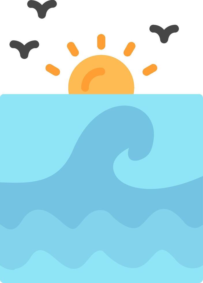 An icon of a wave and sun over the ocean vector