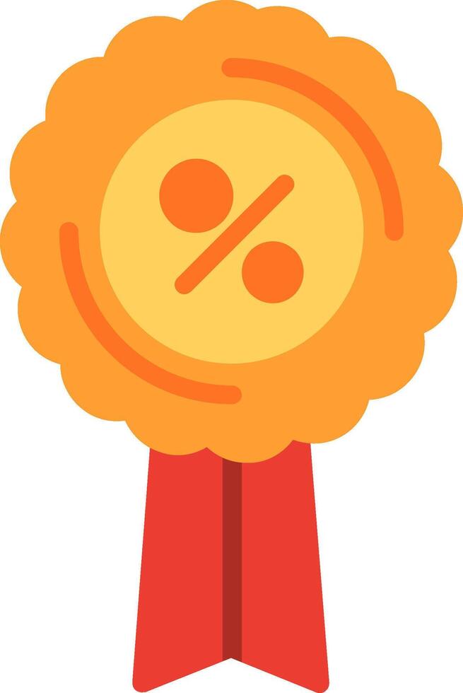 A yellow award with a percentage symbol on it vector