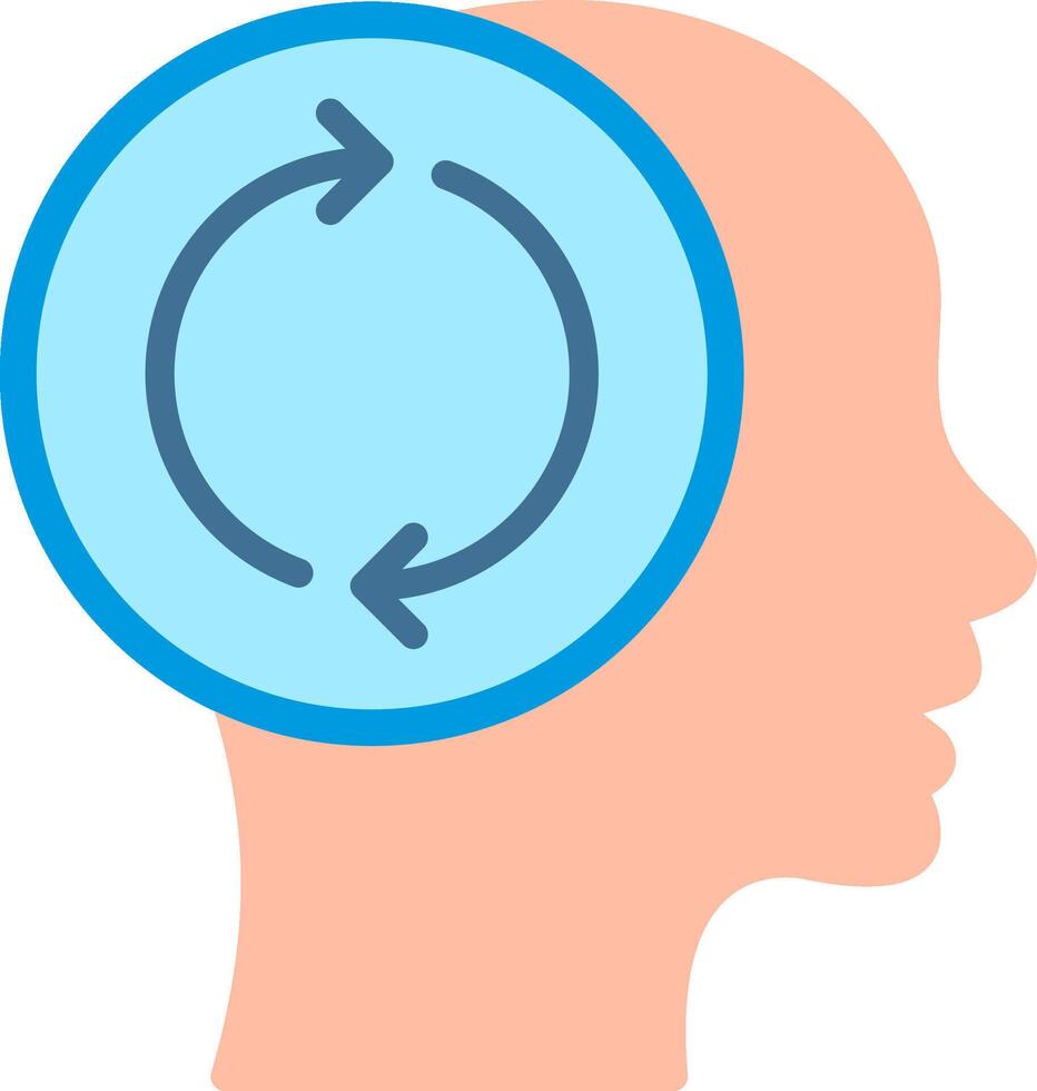 A person's head with a circular arrow in the middle vector