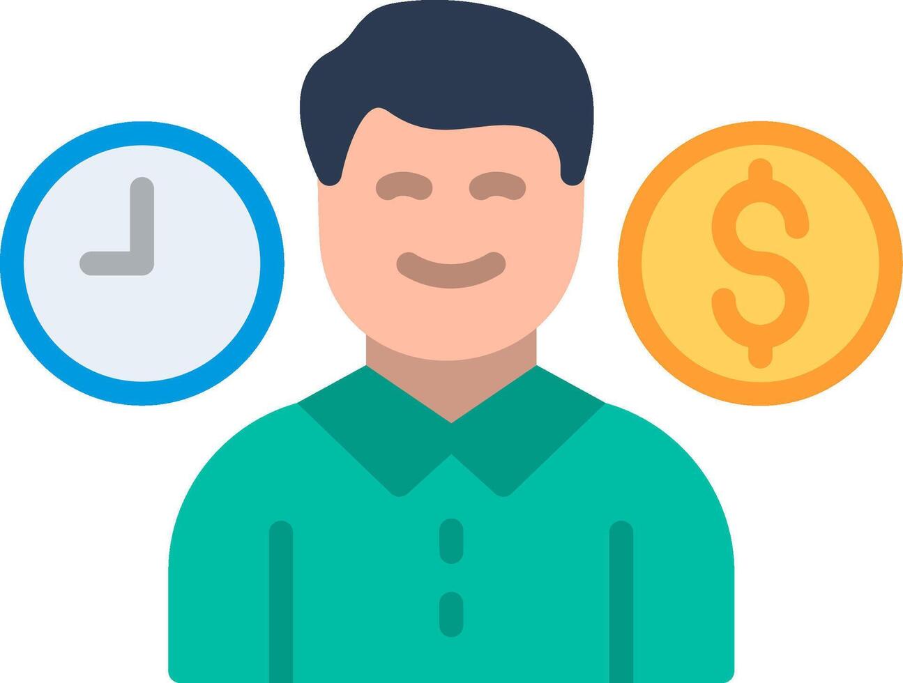 A man with a clock and dollar signs vector
