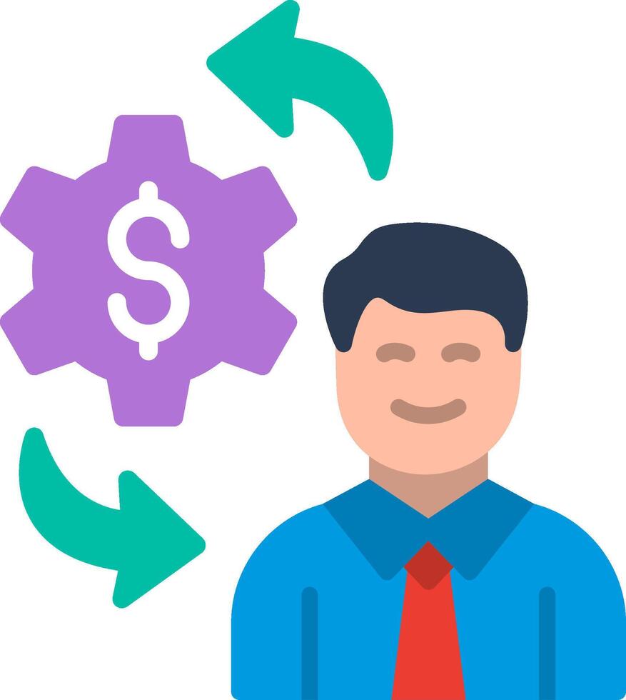 Man with dollar sign and gears vector
