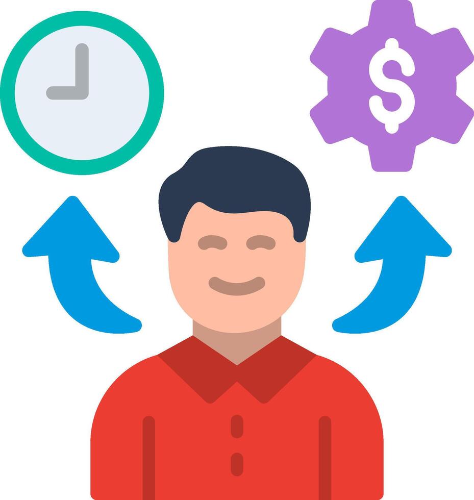 A man with a clock and money icons vector