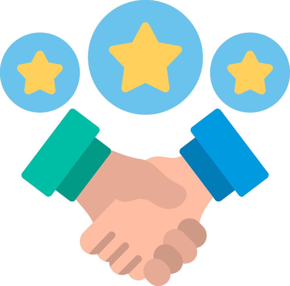 Two hands shaking hands with five stars vector