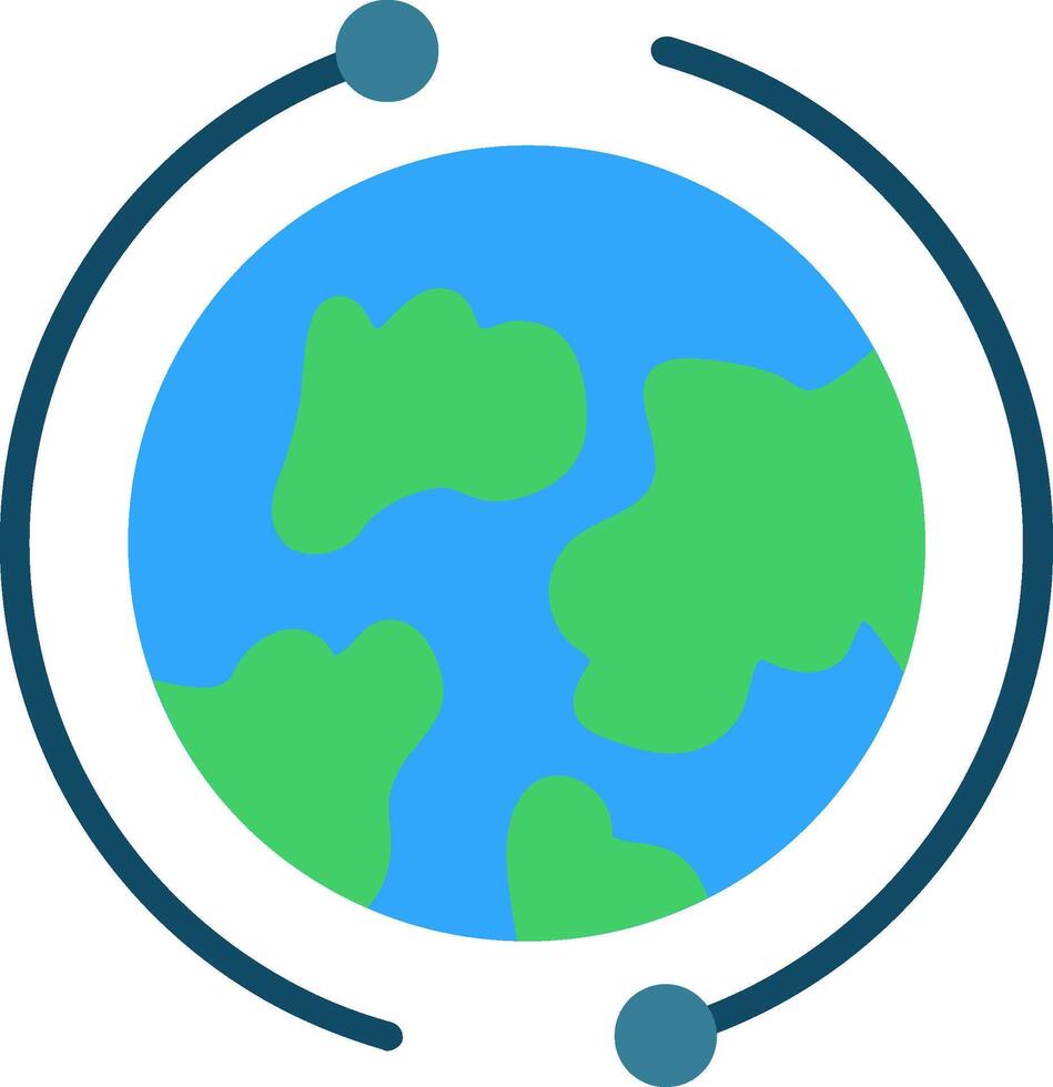 The earth is surrounded by circles and a blue line vector