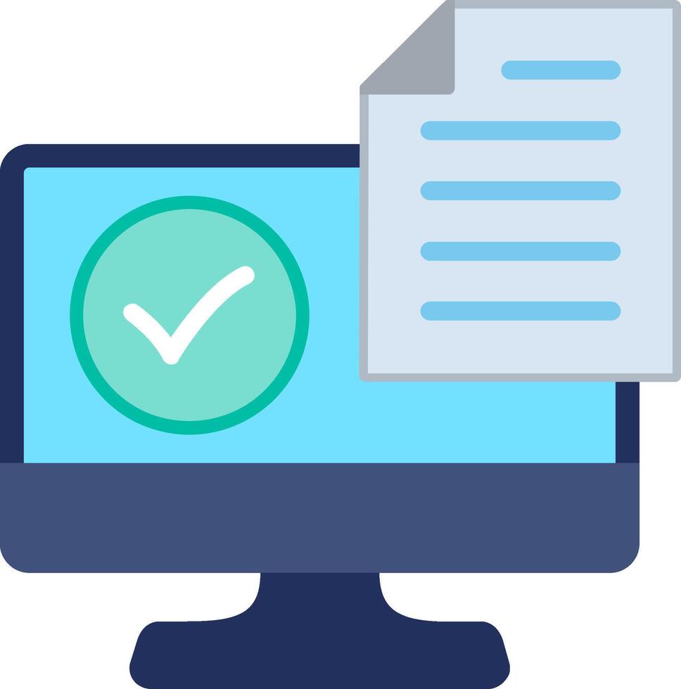 A computer screen with a check mark and a document vector