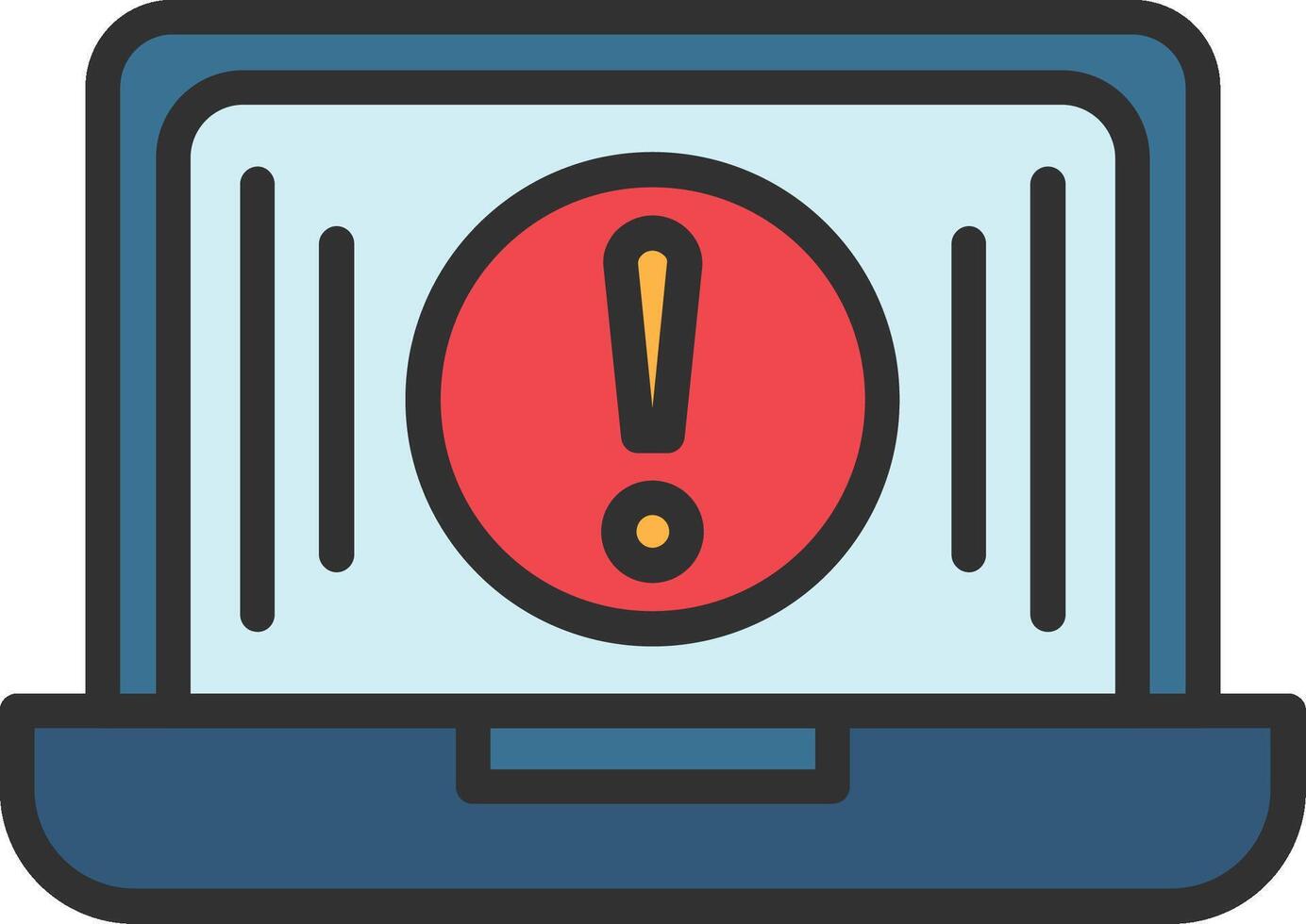 A laptop with an exclamation mark on it vector