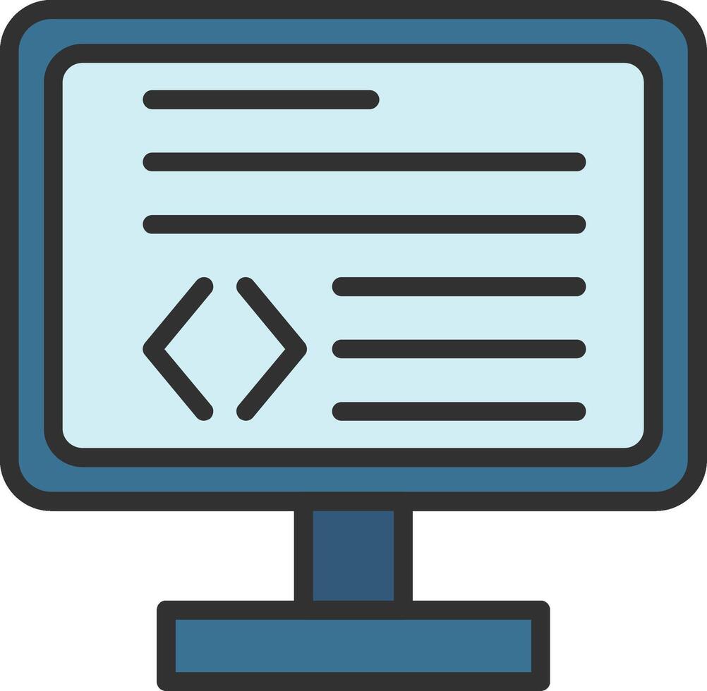 A computer monitor with a code symbol on it vector