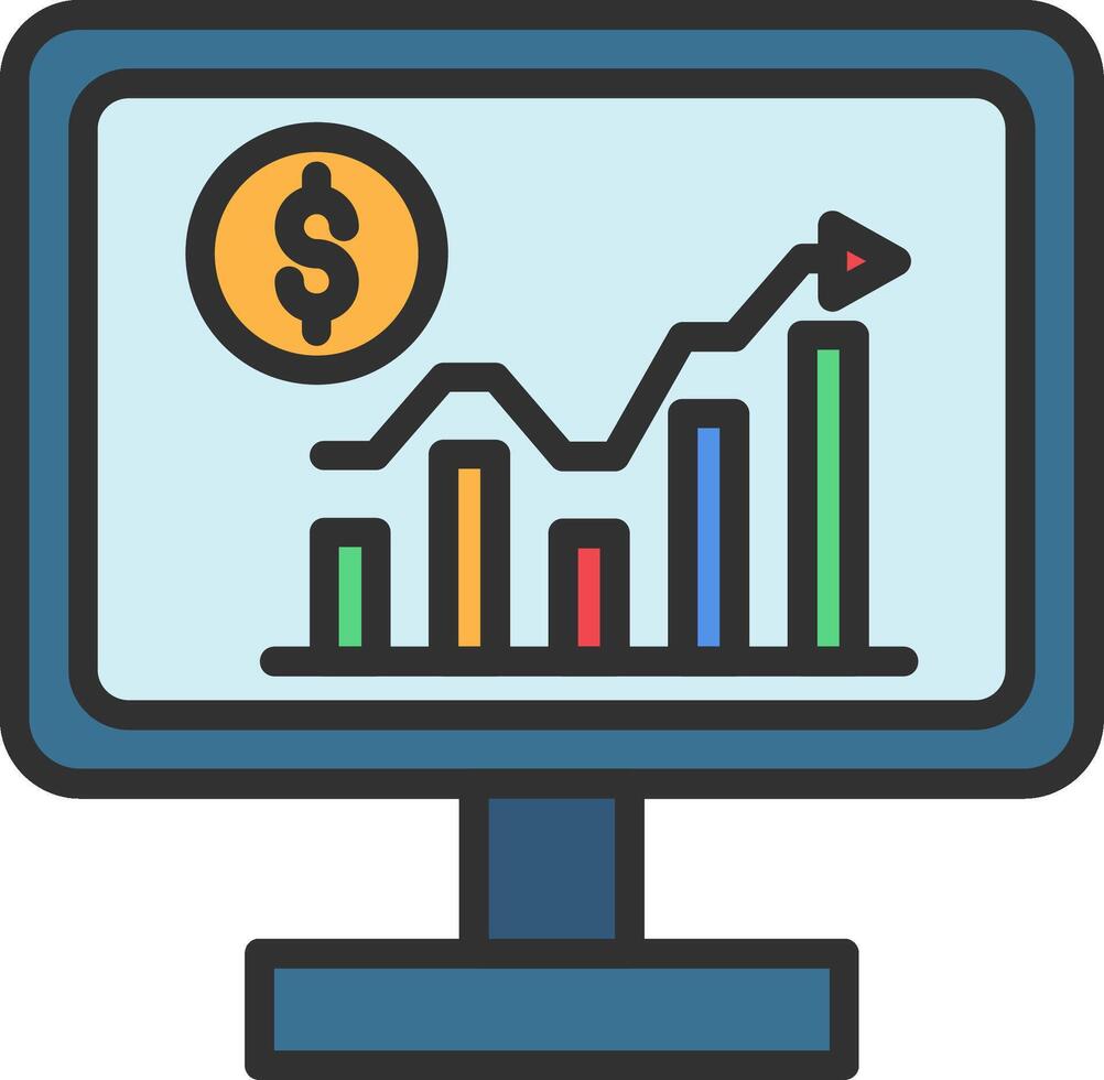 A computer monitor with a dollar sign on it vector