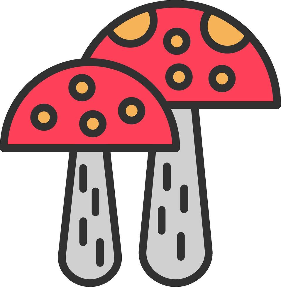 Two mushrooms with red and yellow spots on them vector