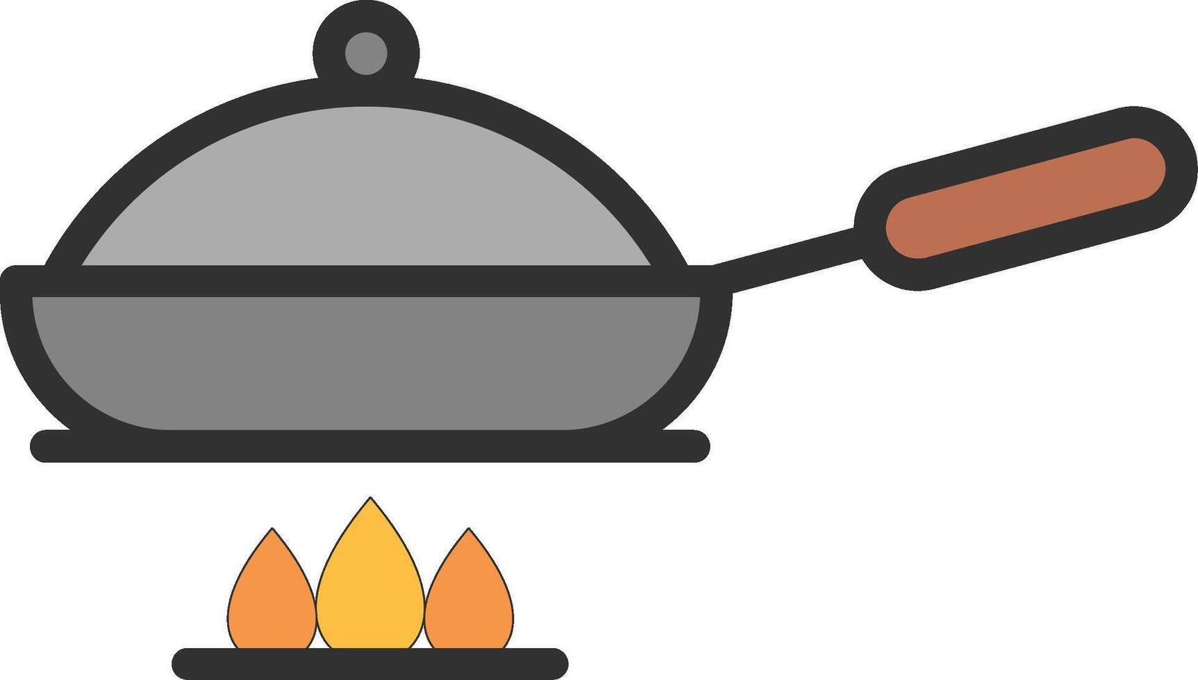 A frying pan with a flame on top vector