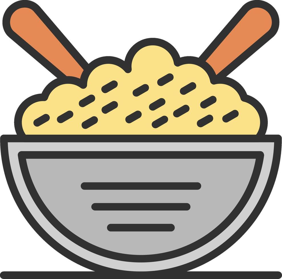 A bowl of pasta with two wooden spoons vector