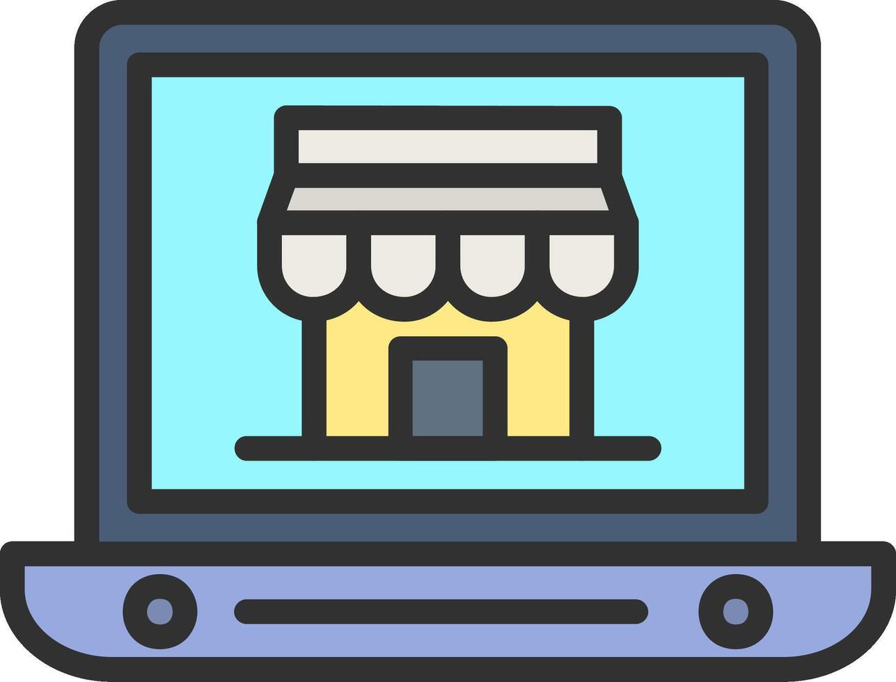A laptop with a shop on it vector