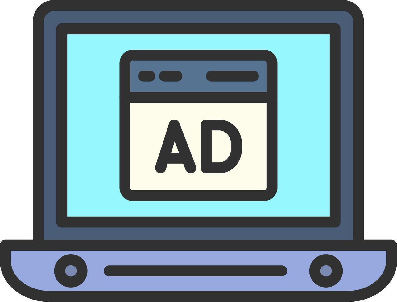 An ad on a laptop screen vector