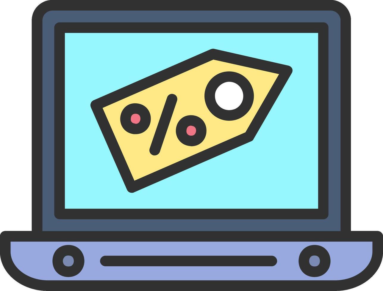 A laptop with a slice of cheese on it vector