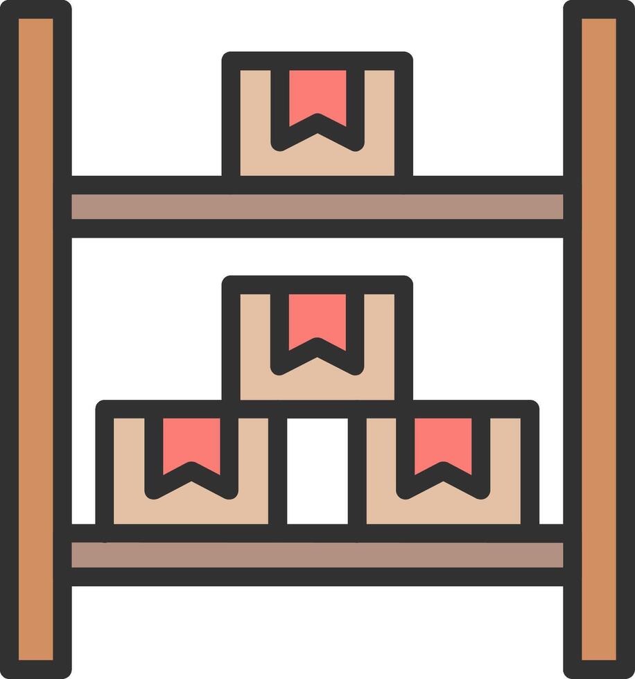 A shelf with boxes on it vector