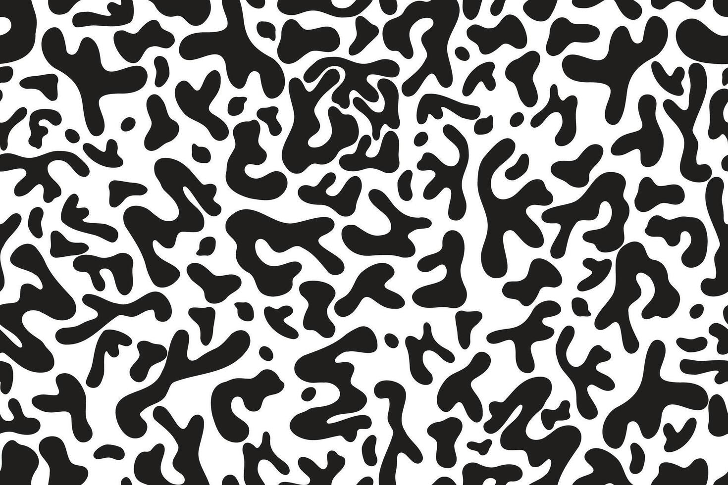 Seamless pattern creating an organic abstract texture with black and white contrasting shapes, ieal for backgrounds, textiles, and decorative designs vector