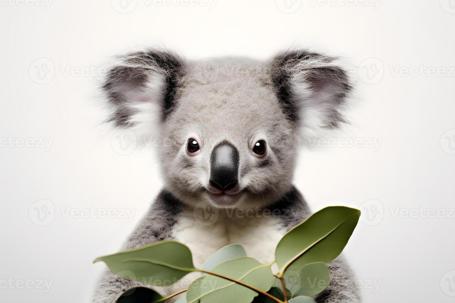 Cute Baby Koala Portrait in Vibrant Minimalist Studio. Illustration photo
