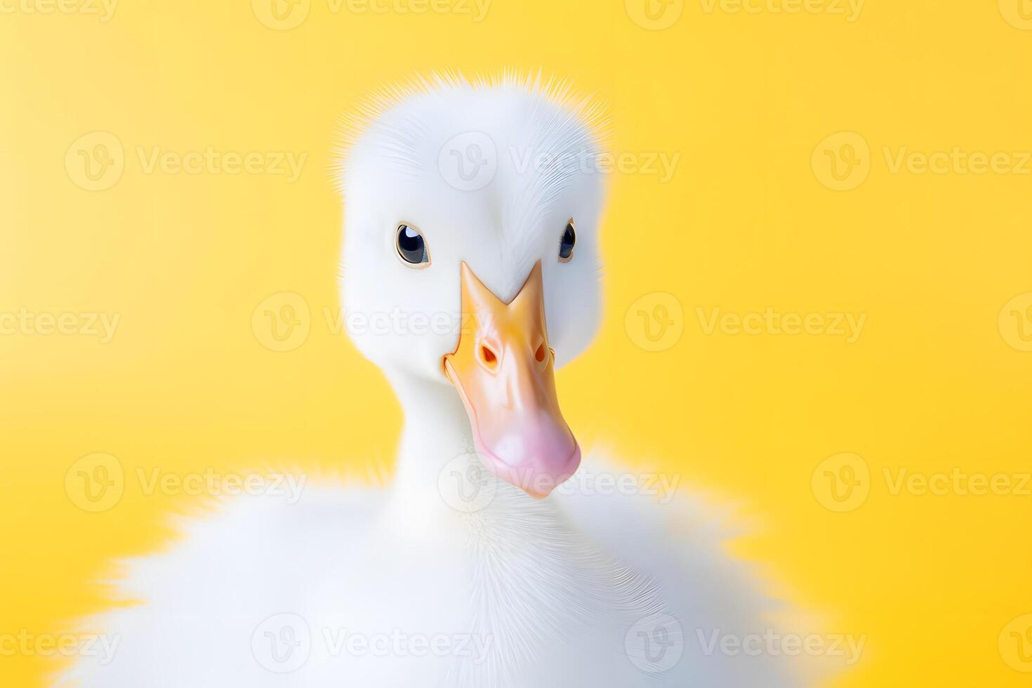 Cute Baby Duckling Portrait in Vibrant Minimalist Studio. illustration photo