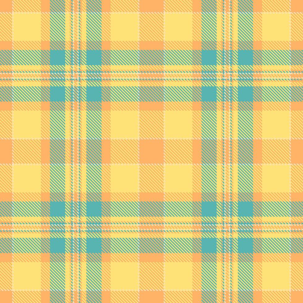 Vibrant yellow and teal plaid pattern. Perfect for textile design, fashion, or website backgrounds. This cheerful, seamless texture evokes feelings of warmth and summer. vector