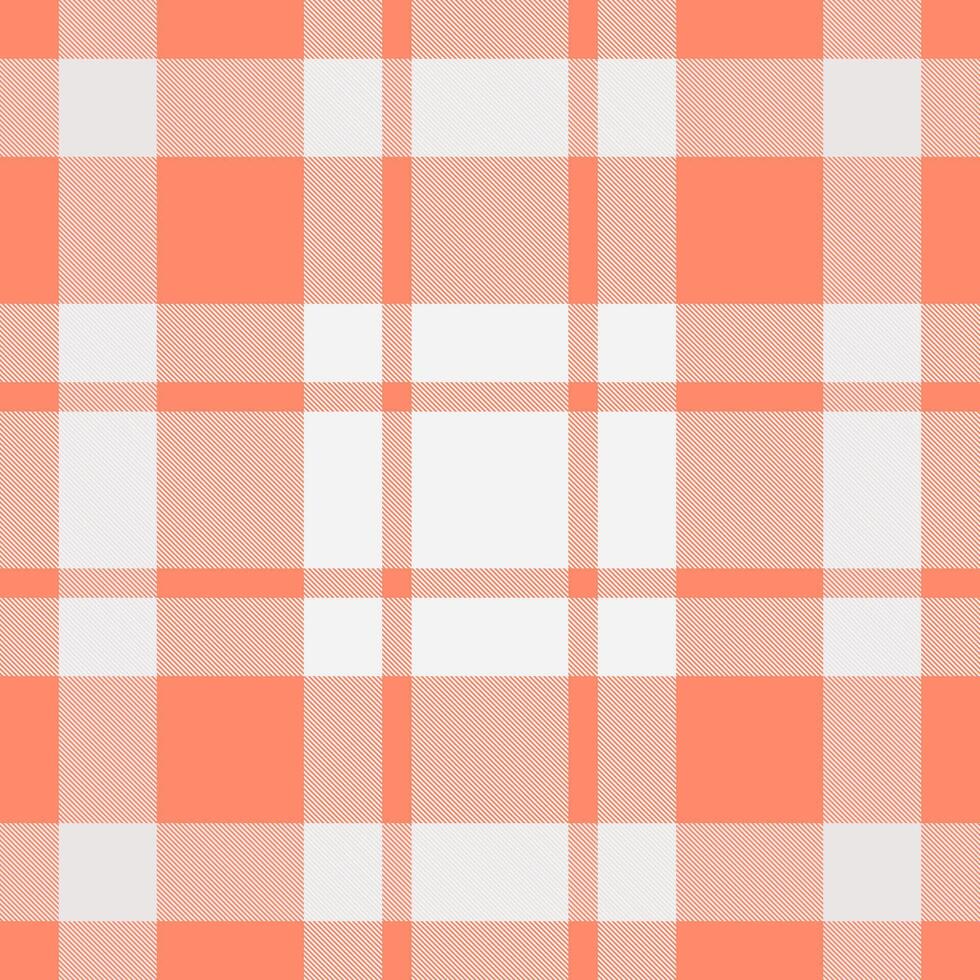 Seamless coral and white plaid pattern. Perfect for textile designs, website backgrounds, or packaging. This cheerful, classic pattern evokes feelings of warmth and comfort. vector