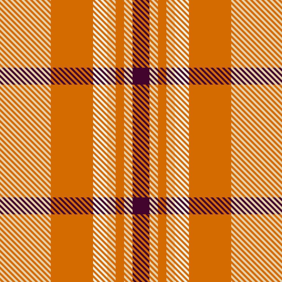 Vibrant orange, cream, and purple plaid pattern. Perfect for textile design, autumnal projects, or adding a touch of warmth and texture to your designs. vector