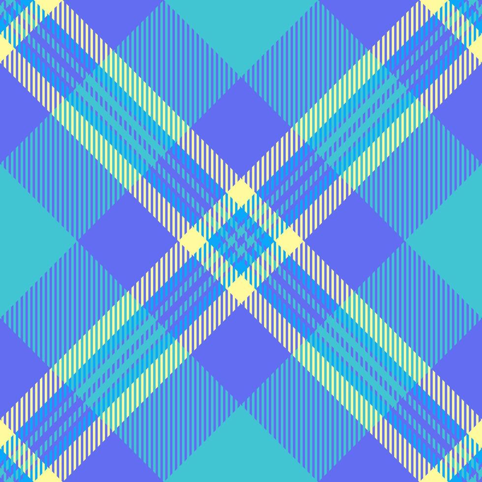 Advertising texture plaid textile, linear fabric pattern seamless. Isolation check background tartan in blue and cyan colors. vector