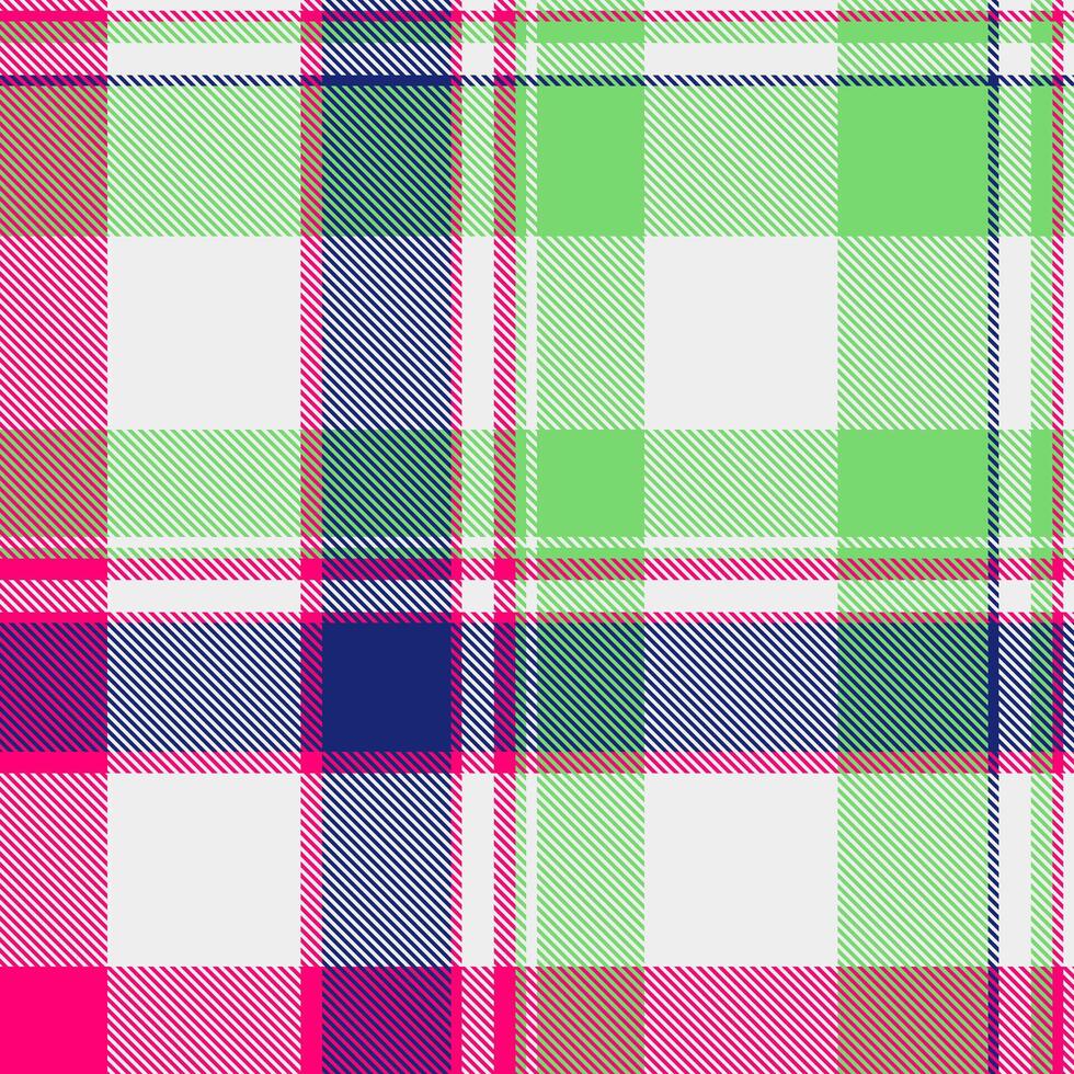 Vibrant plaid pattern in pink, green, and navy. Perfect for textile design, fashion, or website backgrounds. Bold colors and a classic check design create a cheerful, energetic mood. vector