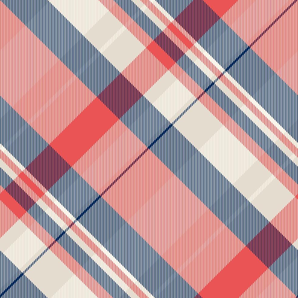 Stylish diagonal plaid pattern in coral, gray, and cream. Perfect for textile design, fashion, or website backgrounds. This vibrant yet subtle texture adds a touch of modern elegance. vector