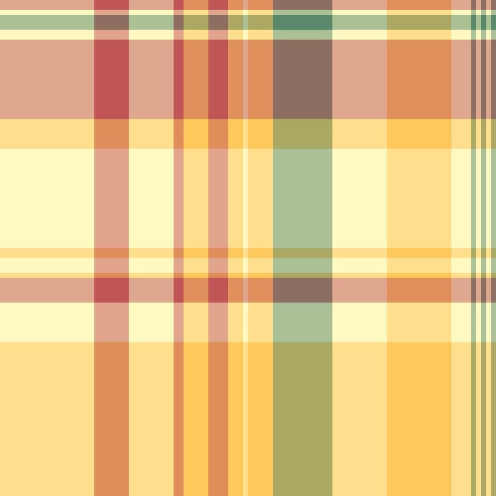 Geometry seamless fabric check, cross plaid textile. Styled tartan background texture pattern in amber and orange colors. vector