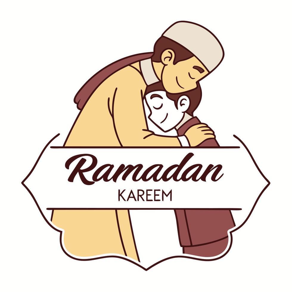 Ramadan Kareem Embrace with Muslim Man Design vector