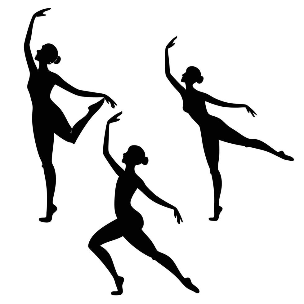 Black Silhouettes of Classical Dance Movements vector