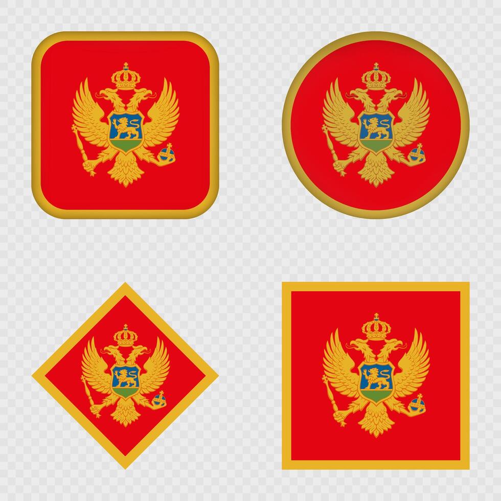 Montenegro Flag Icons Pack. vector