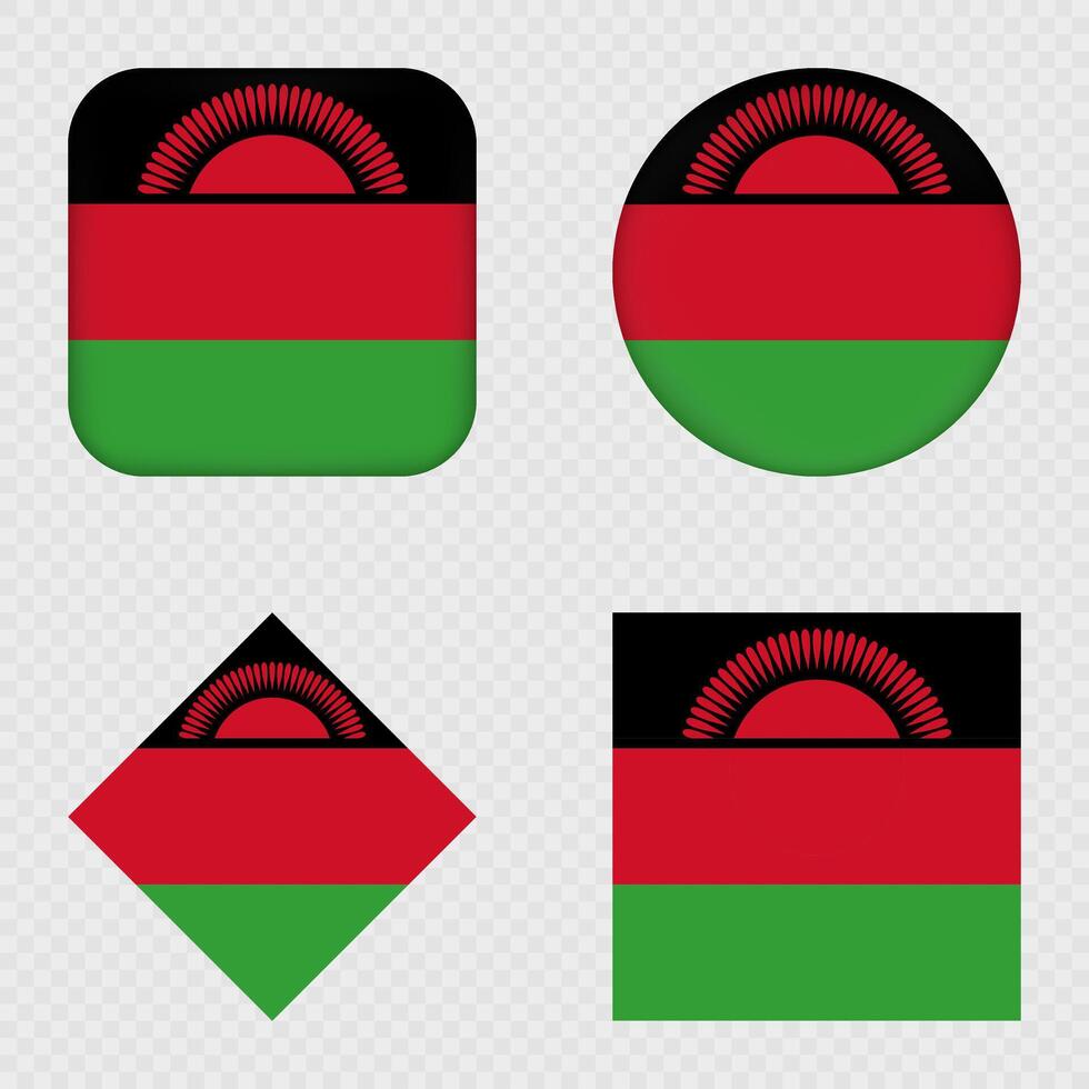 Malawi Flag Icons Pack. vector