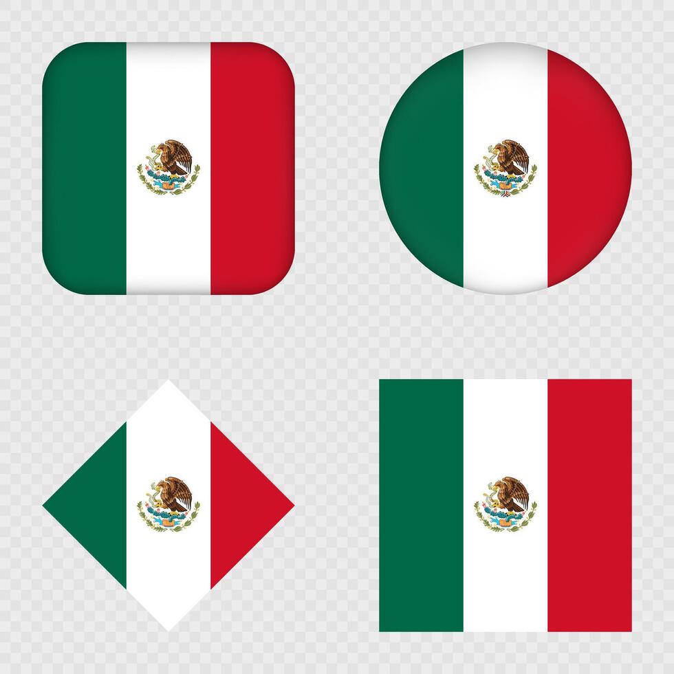 Mexico Flag Icons Pack. vector