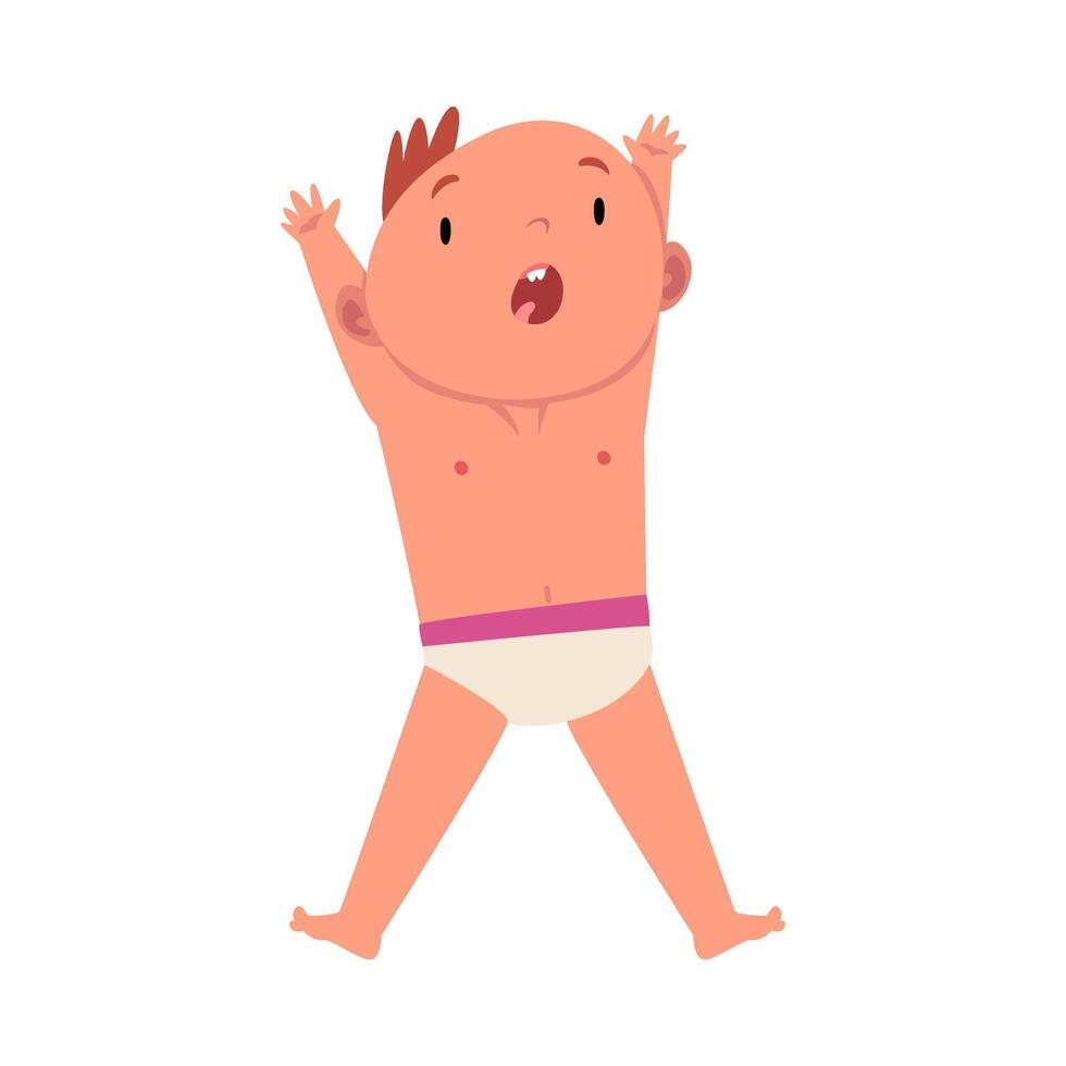 Baby scared spreading arms and legs cartoon illustration vector