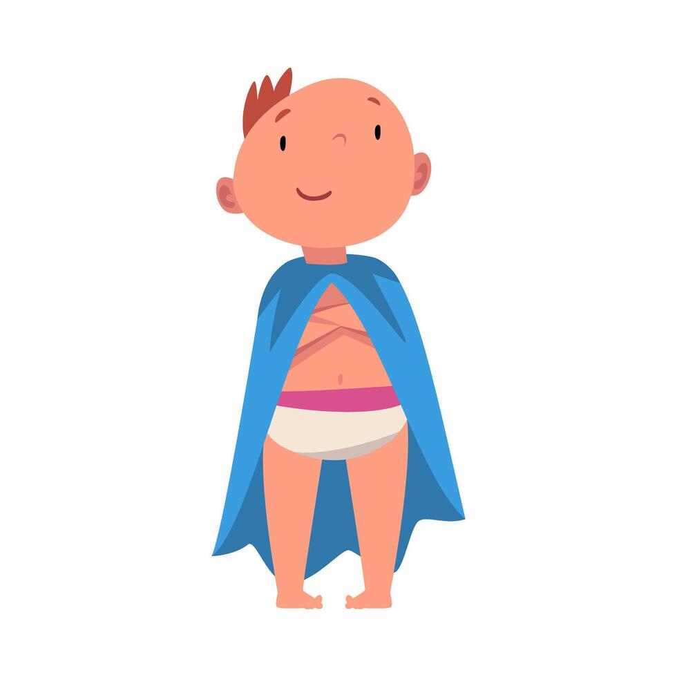 Baby stands wrapped in a blanket cartoon illustration vector