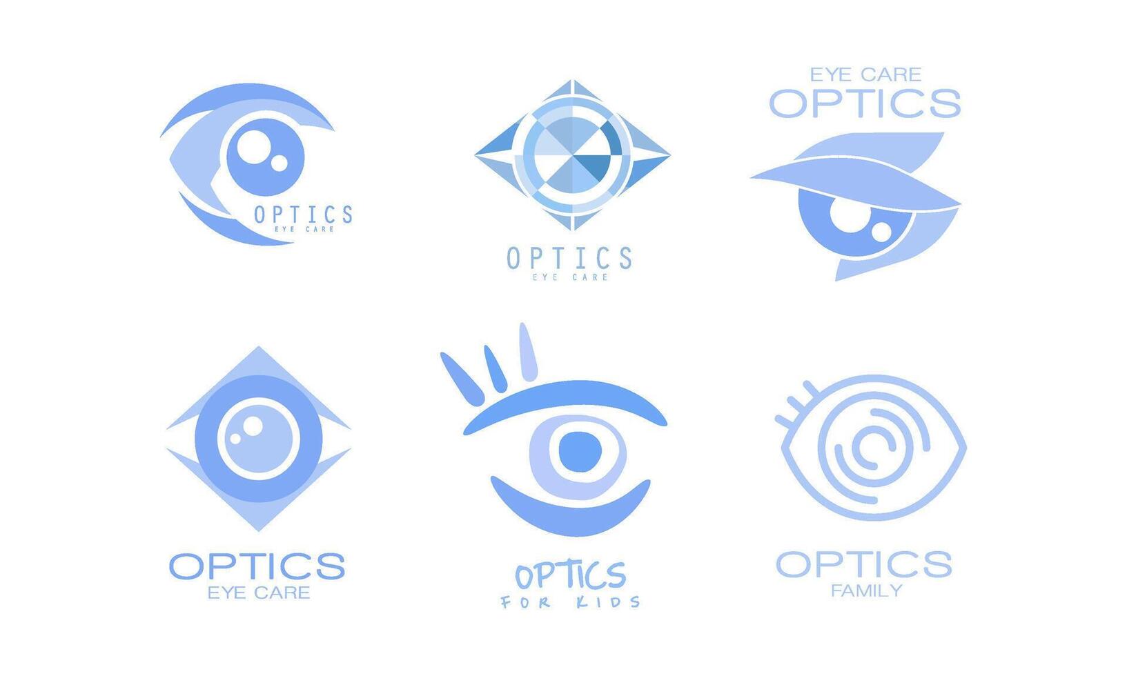 Eye Care Optics Logos Collection, Kids Clinic or Ophthalmology Cabinet Badges Illustration vector