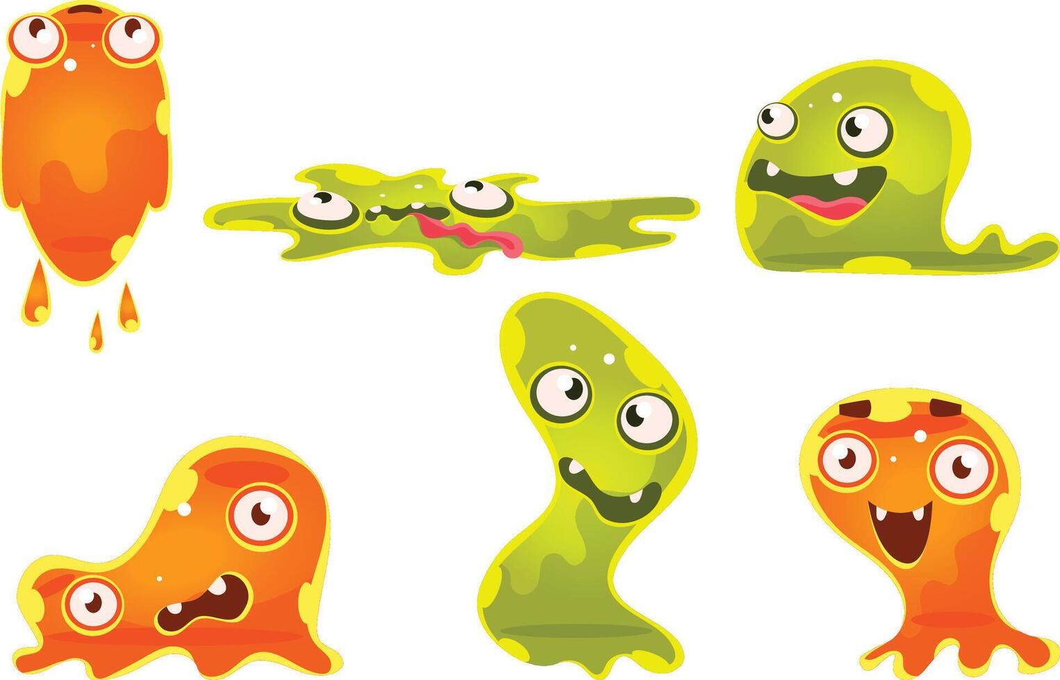 Cute Jelly Monsters Set, Funny Slimy Cartoon Character with Various Emotions Illustration vector
