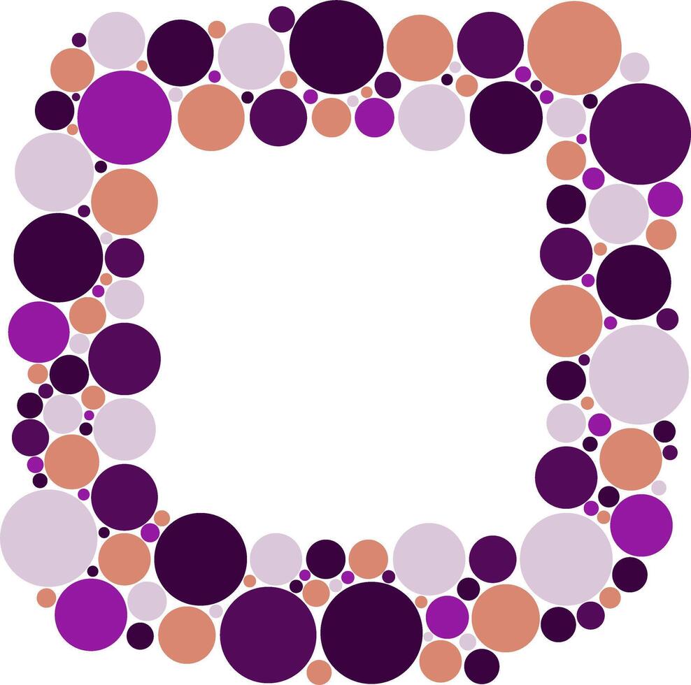 Frame with circles. Purple and beige colors. Empty space for text or picture. vector