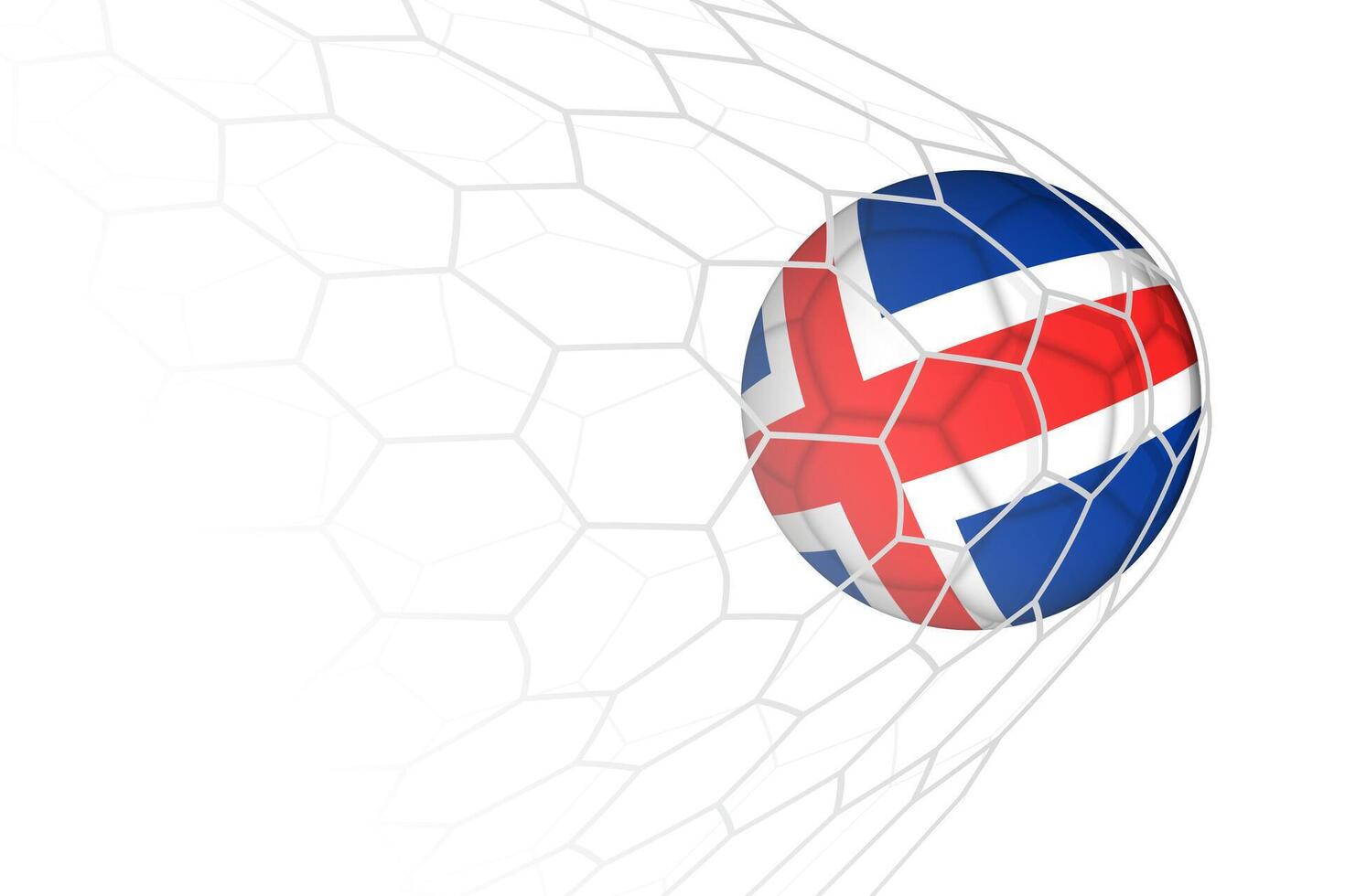 Iceland flag soccer ball in net. vector