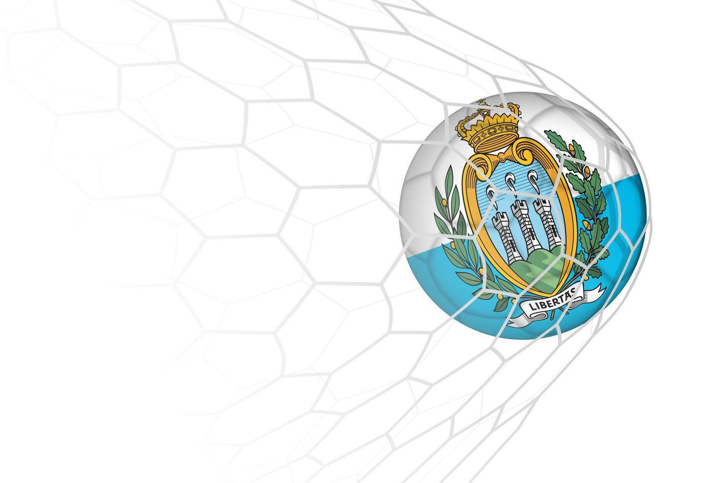 San Marino flag soccer ball in net. vector