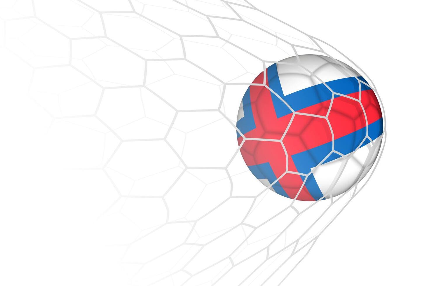 Faroe Islands flag soccer ball in net. vector