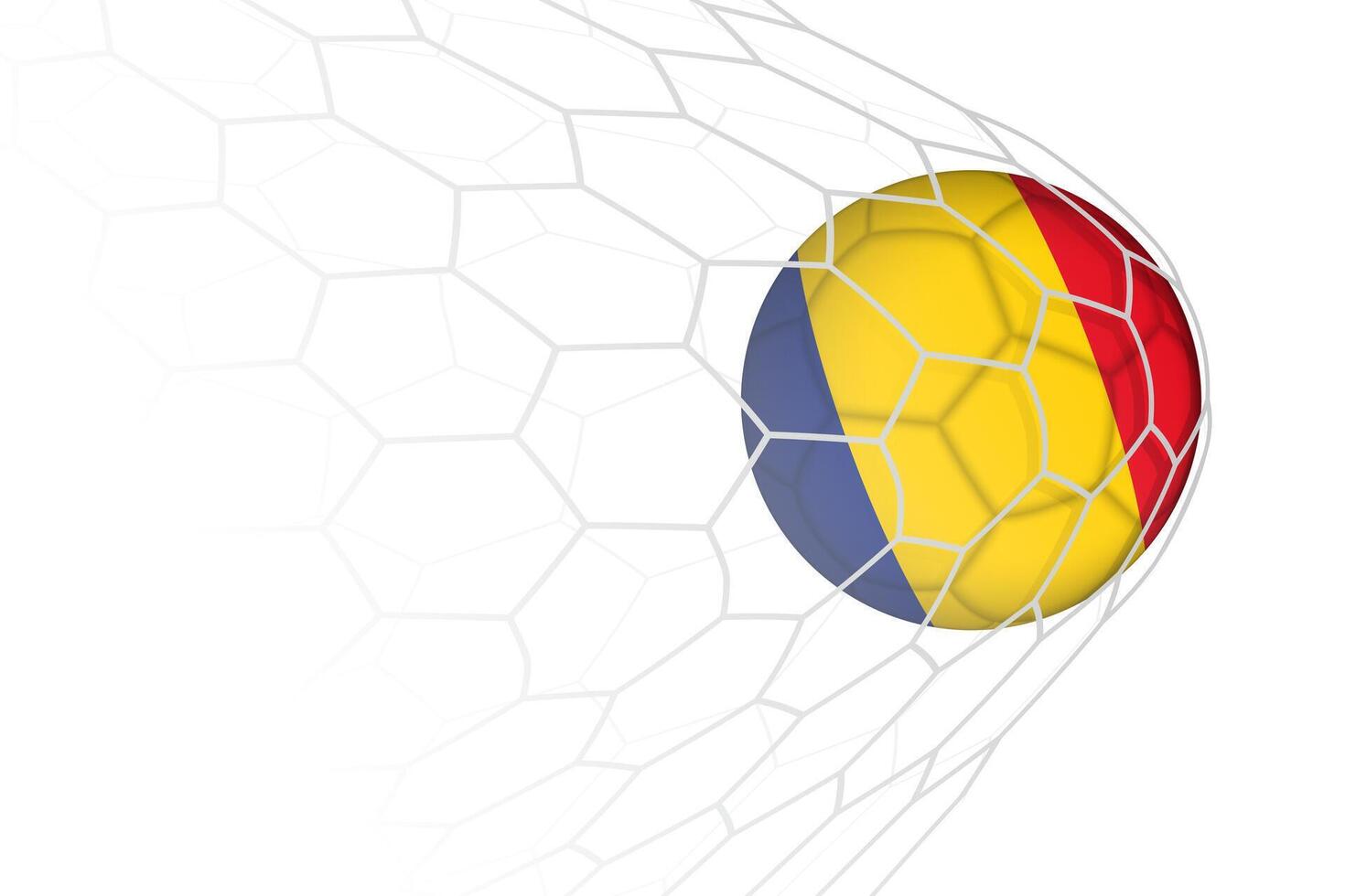 Romania flag soccer ball in net. vector