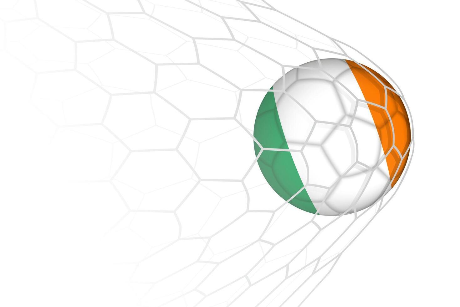 Ireland flag soccer ball in net. vector