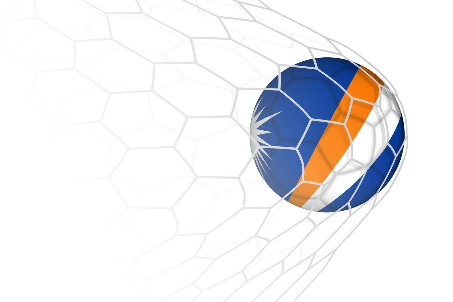 Marshall Islands flag soccer ball in net. vector