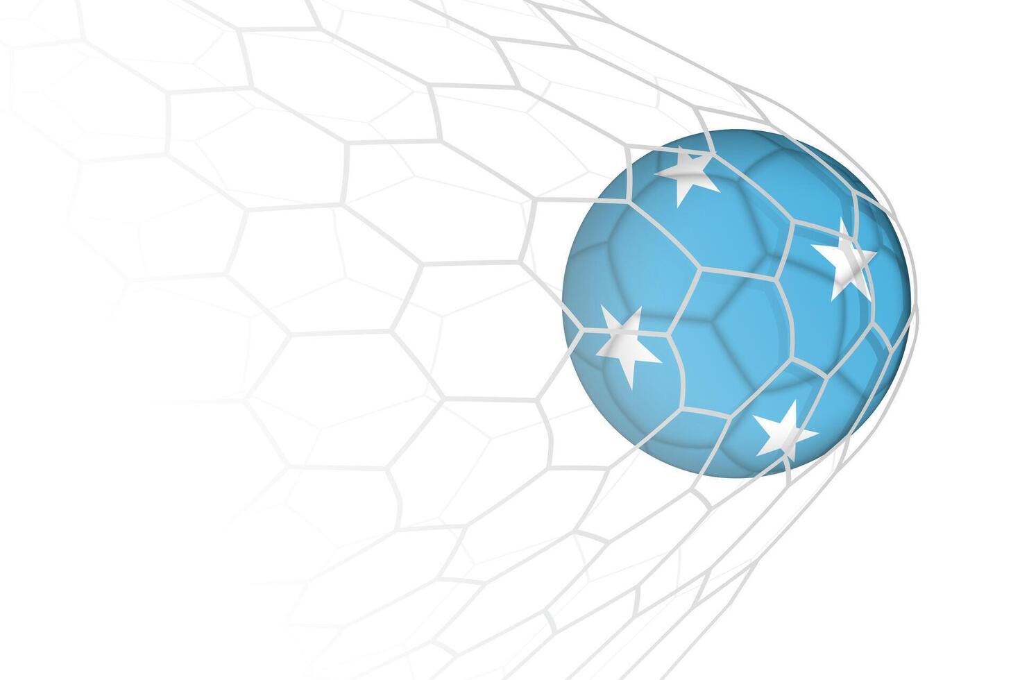 Micronesia flag soccer ball in net. vector