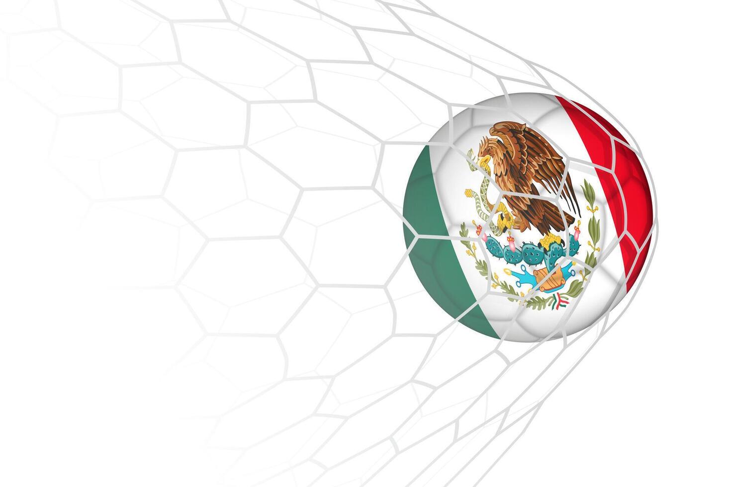 Mexico flag soccer ball in net. vector