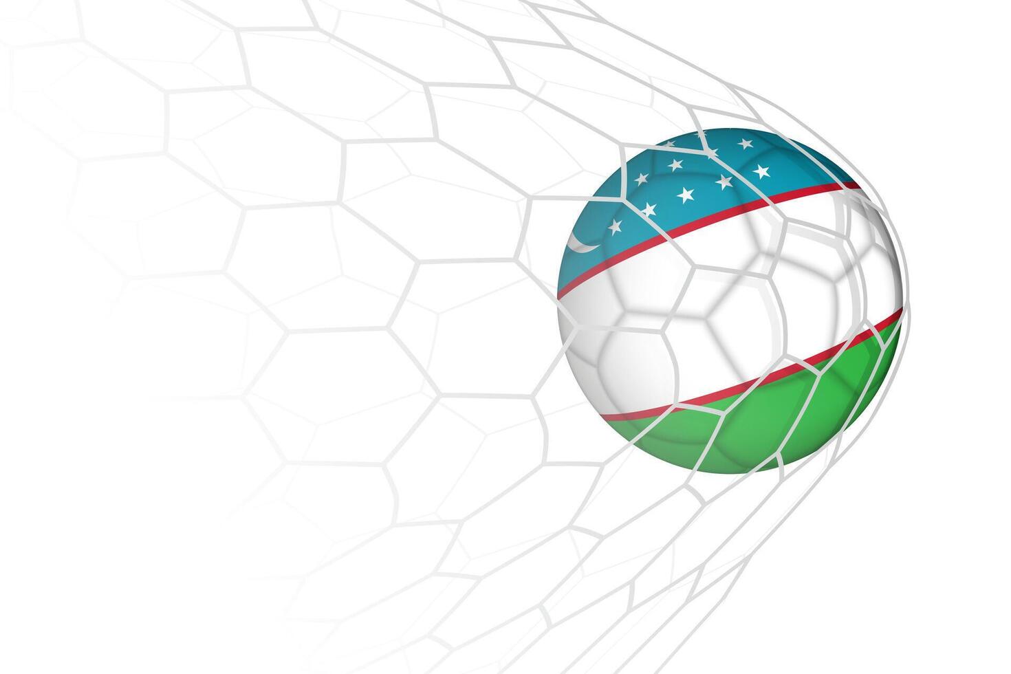 Uzbekistan flag soccer ball in net. vector
