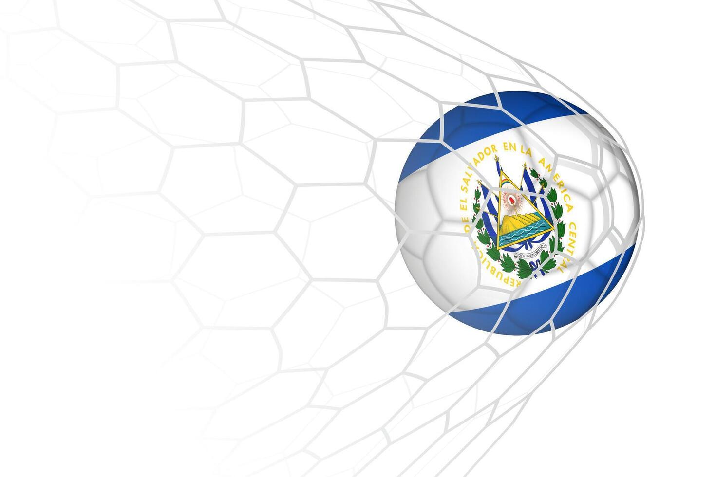 El Salvador flag soccer ball in net. vector